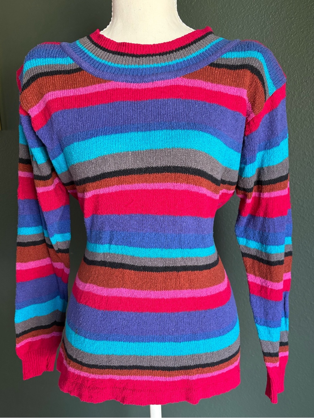 Renée Tener for Jeanne Pierre Colorful Striped Knit Sweater Women’s L